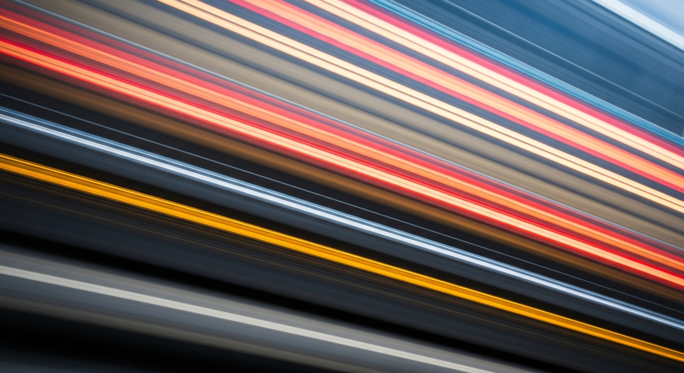 An abstract, colorful image featuring sweeping, blurred lines and shapes that suggest the movement and energy of a vehicle in motion, conveying the dynamic nature of the automotive industry and its impact on the city.