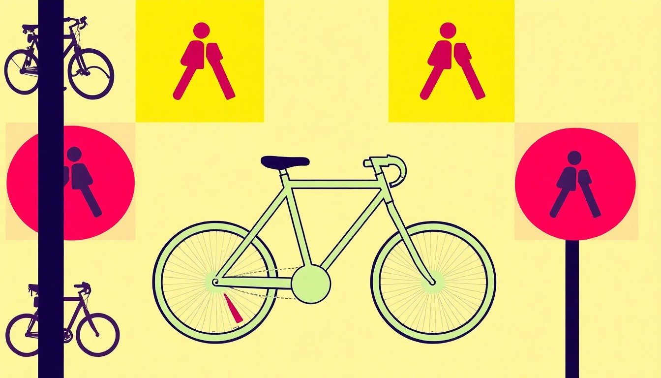 A brightly colored, high-contrast silkscreen print of a pedestrian crossing sign, repeated in a tight grid pattern in the style of Andy Warhol. The image utilizes flat, vibrant neon color palettes overlapping with heavy black photographic outlines to turn an everyday urban object into modern pop art.