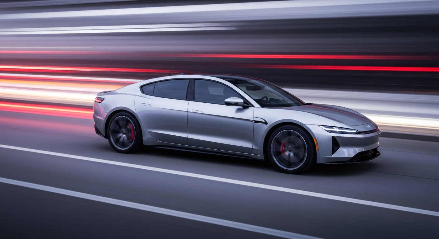 A blurred, abstract image of a speeding electric vehicle, conveying the dynamic energy and progress of the modern automotive landscape.