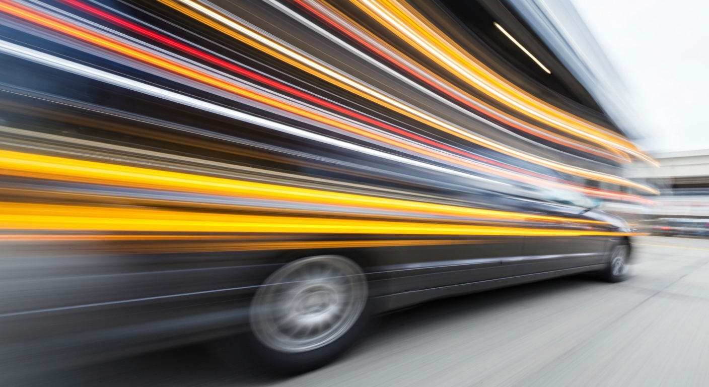 An abstract, colorful image depicting a moving automobile as sweeping, blurred streaks of color, conveying the dynamic nature of the auto repair industry in Kissimmee, Florida.