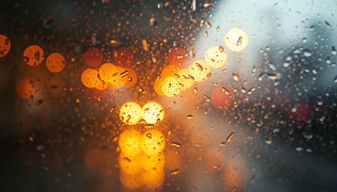 An abstract, impressionistic image of blurred, colorful shapes and light, conveying the disruption and uncertainty caused by the water main break in the local community.