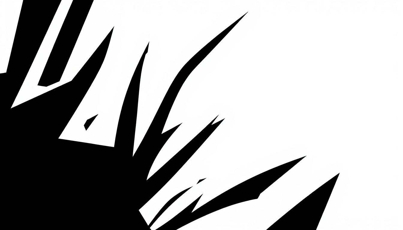 An abstract, minimalist illustration featuring sharp, angular black shapes against a stark white background, conveying the dramatic tension and emotional intensity of the Chicago Med television series.