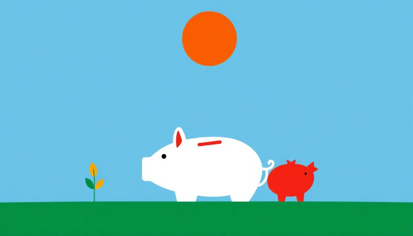 A minimalist abstract illustration composed of bold geometric shapes in primary colors, conceptually representing the economic challenges and diversification strategies for small nations.