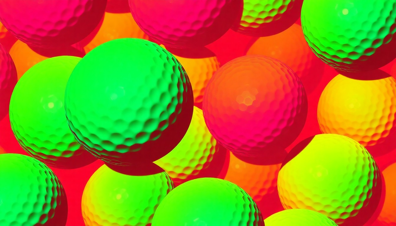A vibrant, high-contrast silkscreen print featuring a grid of neon-colored golf balls, conceptually representing the competitive landscape of public golf access in the region.