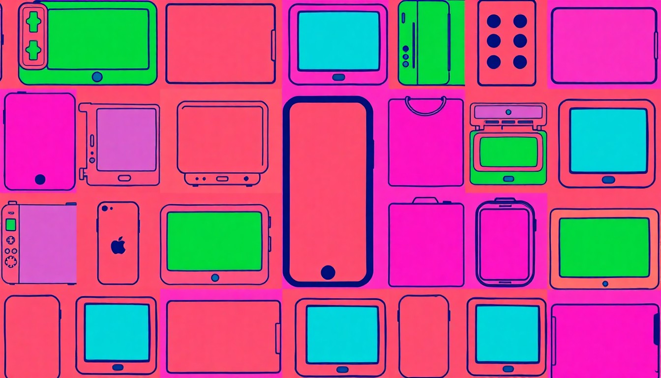 A vibrant, high-contrast silkscreen print of a smartphone or computer screen repeated in a tight grid, rendered in bold, neon-like colors and heavy black outlines, conceptually representing the controversy surrounding a mental health influencer's controversial online post.