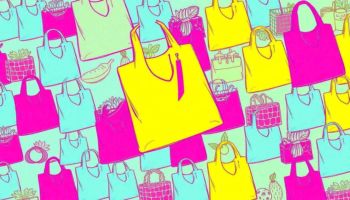 A highly stylized, abstract grid of brightly colored, silkscreen-like images of various natural grocery items, conceptually representing the diverse product selection and community spirit of a long-running independent food co-op.