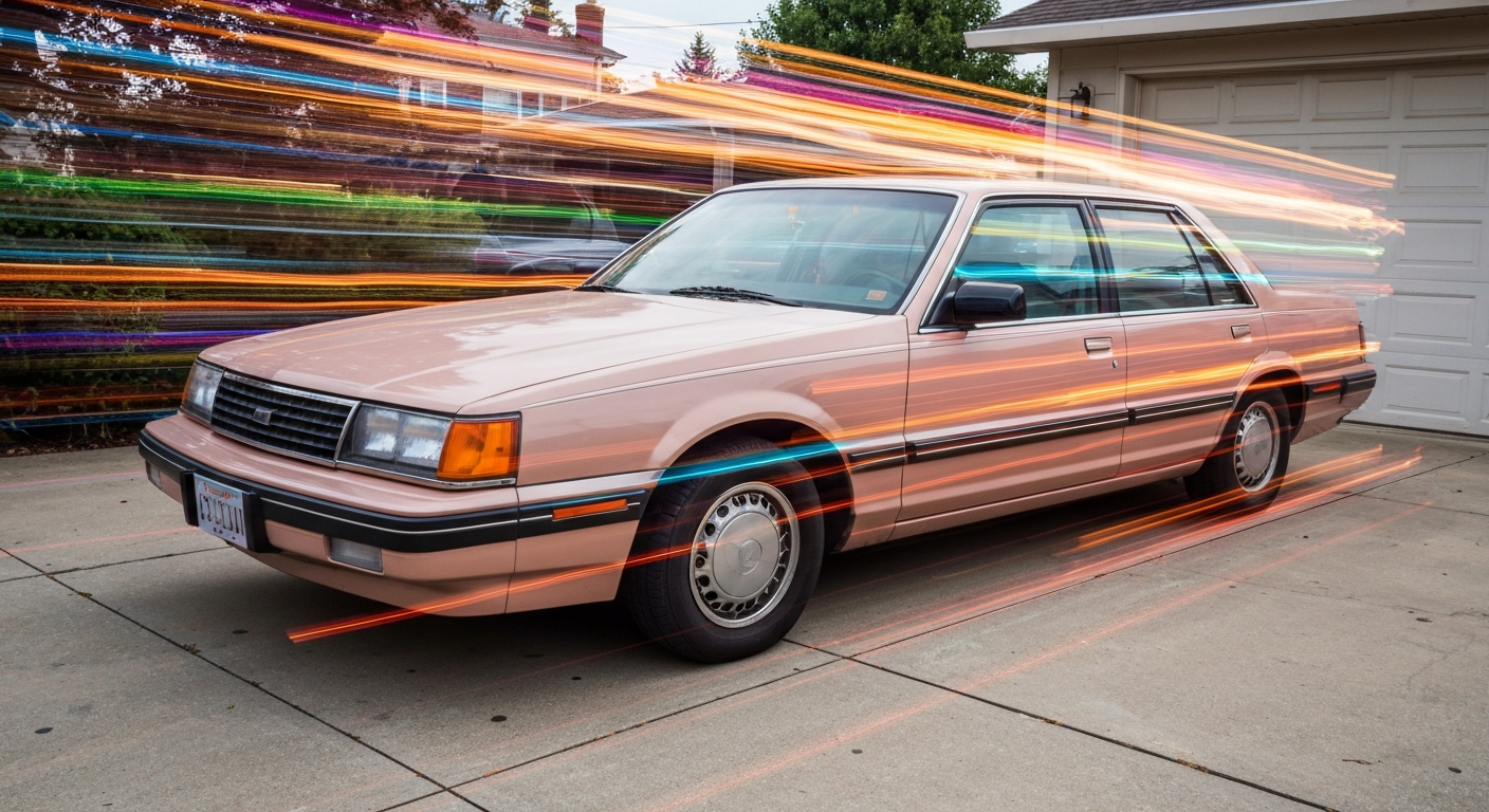 An abstract, colorful image with sweeping, blurred lines representing a car in motion, conveying the dynamism and activity of a thriving auto repair business serving a suburban community.