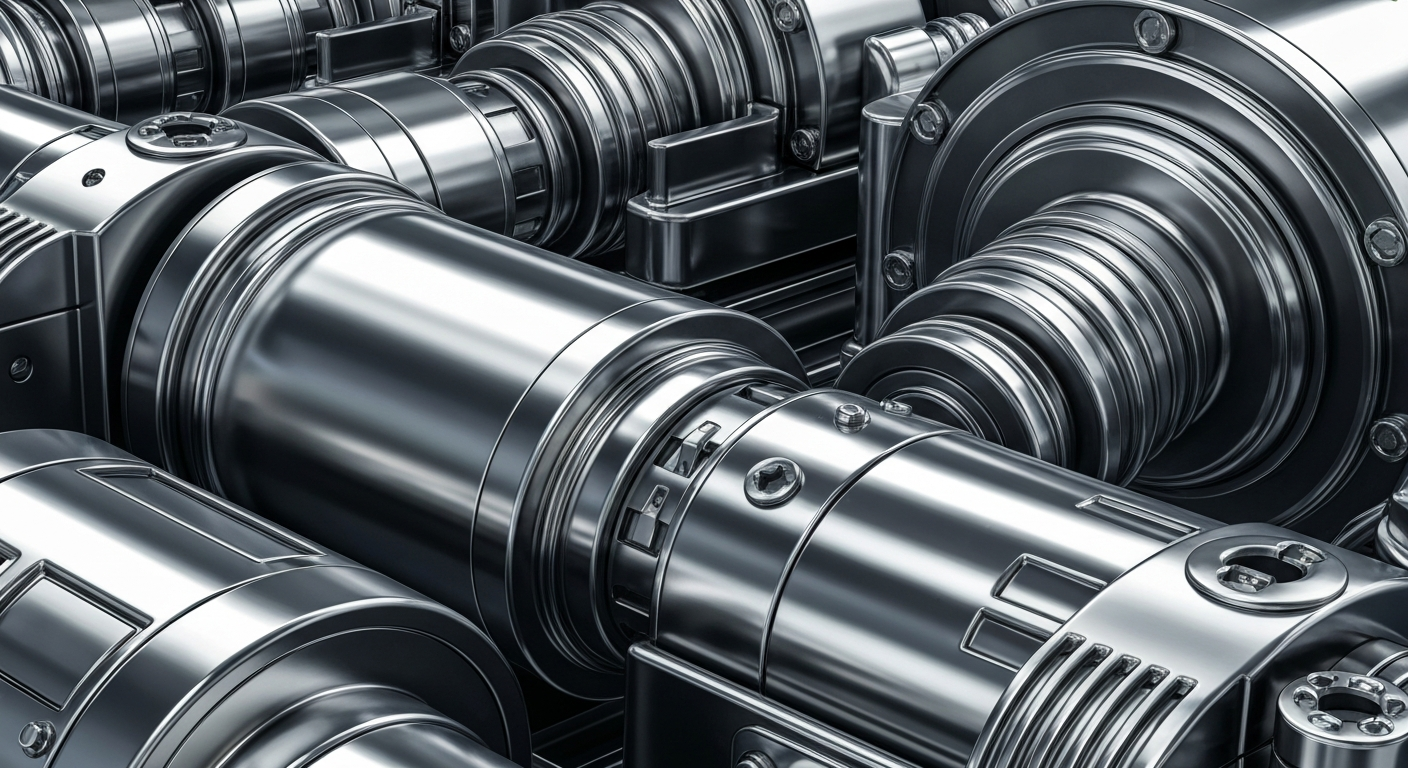 An extreme close-up of heavy, metallic banking equipment and machinery, conveying the tangible, institutional strength of the financial industry.