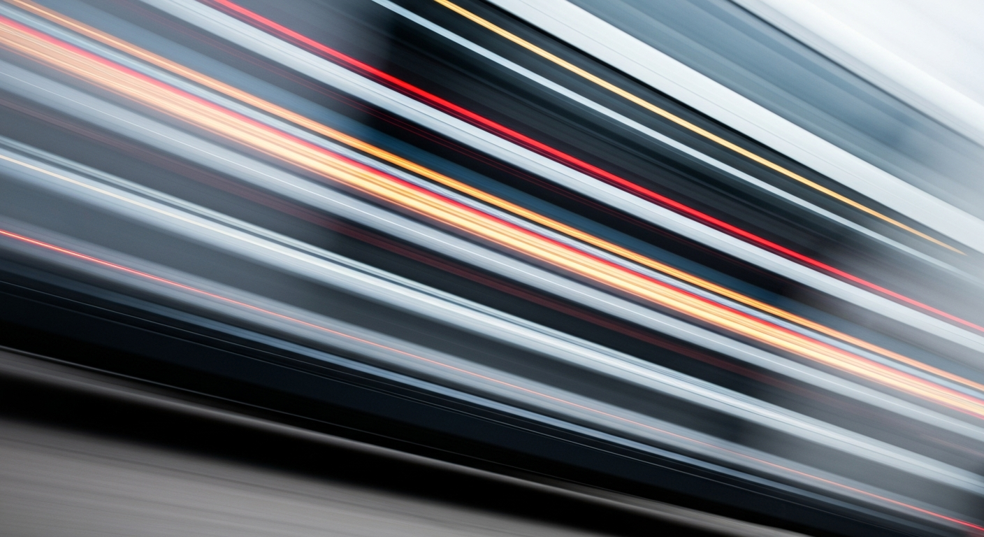 An abstract, colorful image of an electric vehicle in motion, with blurred lines and shapes conveying a sense of speed and energy.