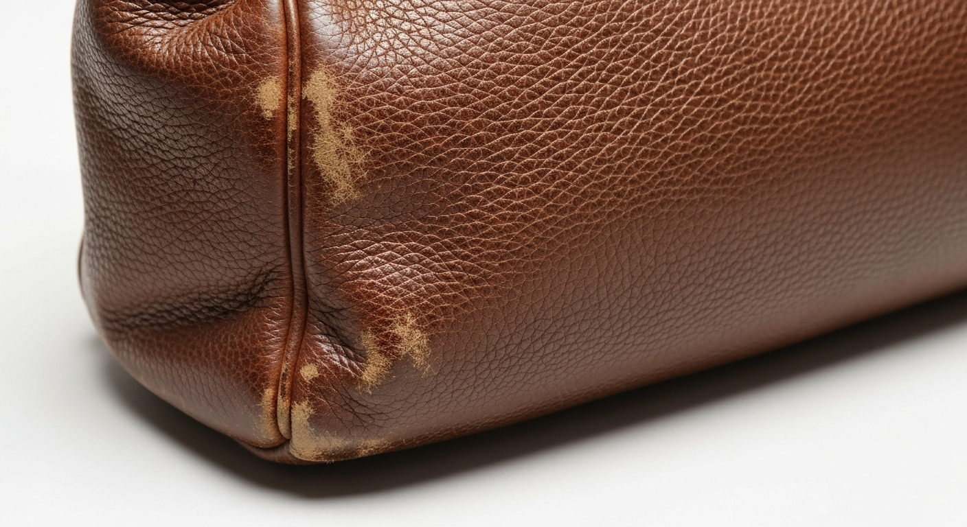 An extreme close-up of a finely textured, pebbled leather car interior, dramatically lit to showcase the material's rich colors and patterns, conceptually representing the high-end servicing required for prestigious automobiles.