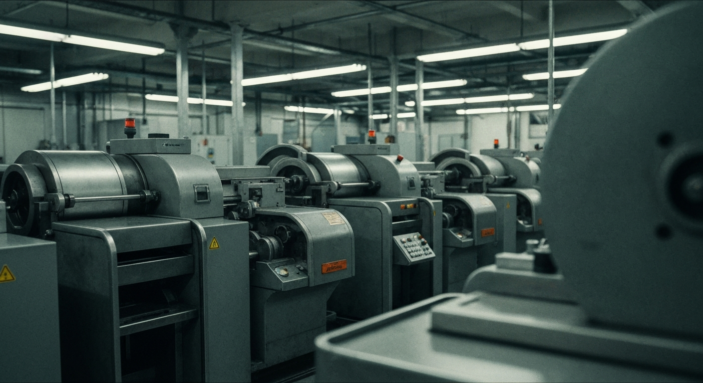An extreme close-up of intricate, interlocking metal gears and levers, representing the complex machinery and mechanisms that power a major banking institution.