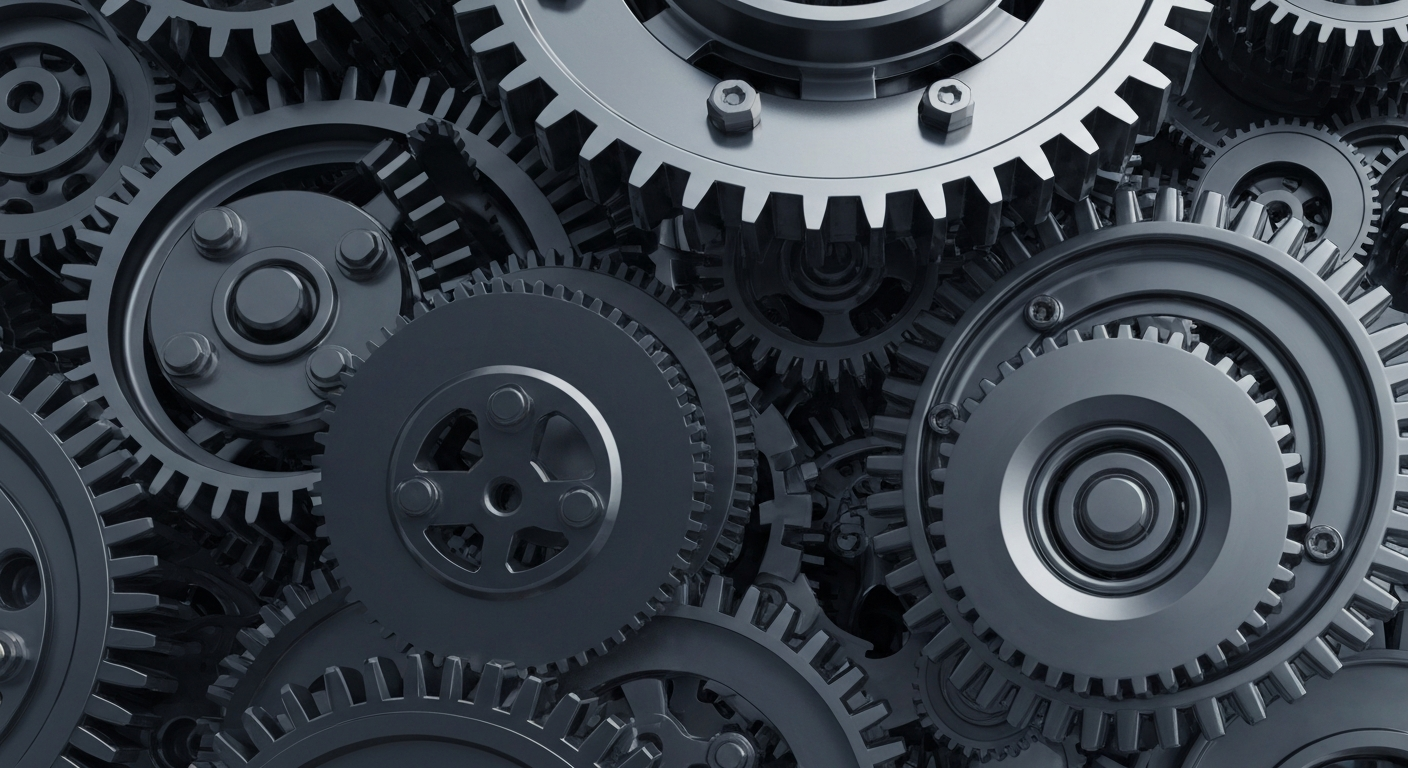 An extreme close-up of intricate, metallic financial machinery and mechanisms, conveying the complex institutional forces shaping the e-commerce industry.