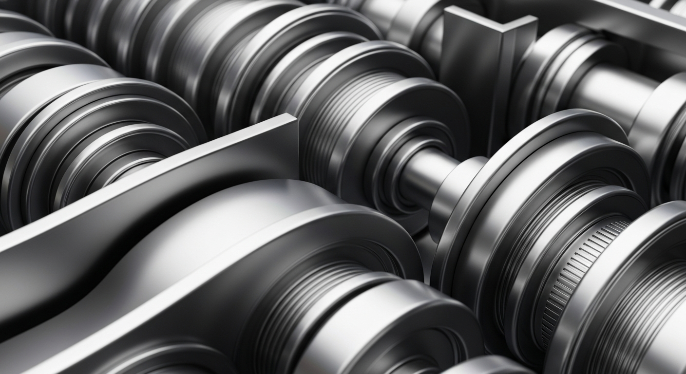 An extreme close-up of gleaming, intricate banking machinery and mechanisms, conveying the secure, powerful infrastructure of the financial industry without using any text or symbols.