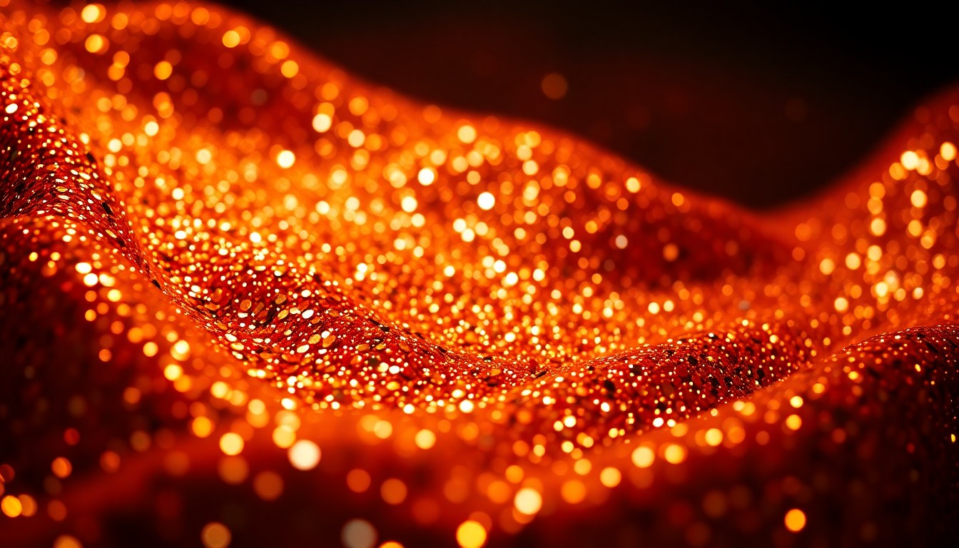An extreme close-up of shimmering, glittering film production textures like sequins, disco glass, and velvet in high-contrast studio lighting, conceptually representing the glamour and energy of the independent film industry.