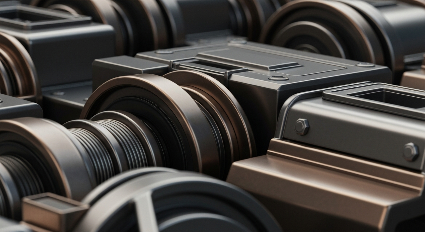 An extreme close-up of intricate, metallic banking and financial machinery, conveying the complex, industrial nature of institutional investing.