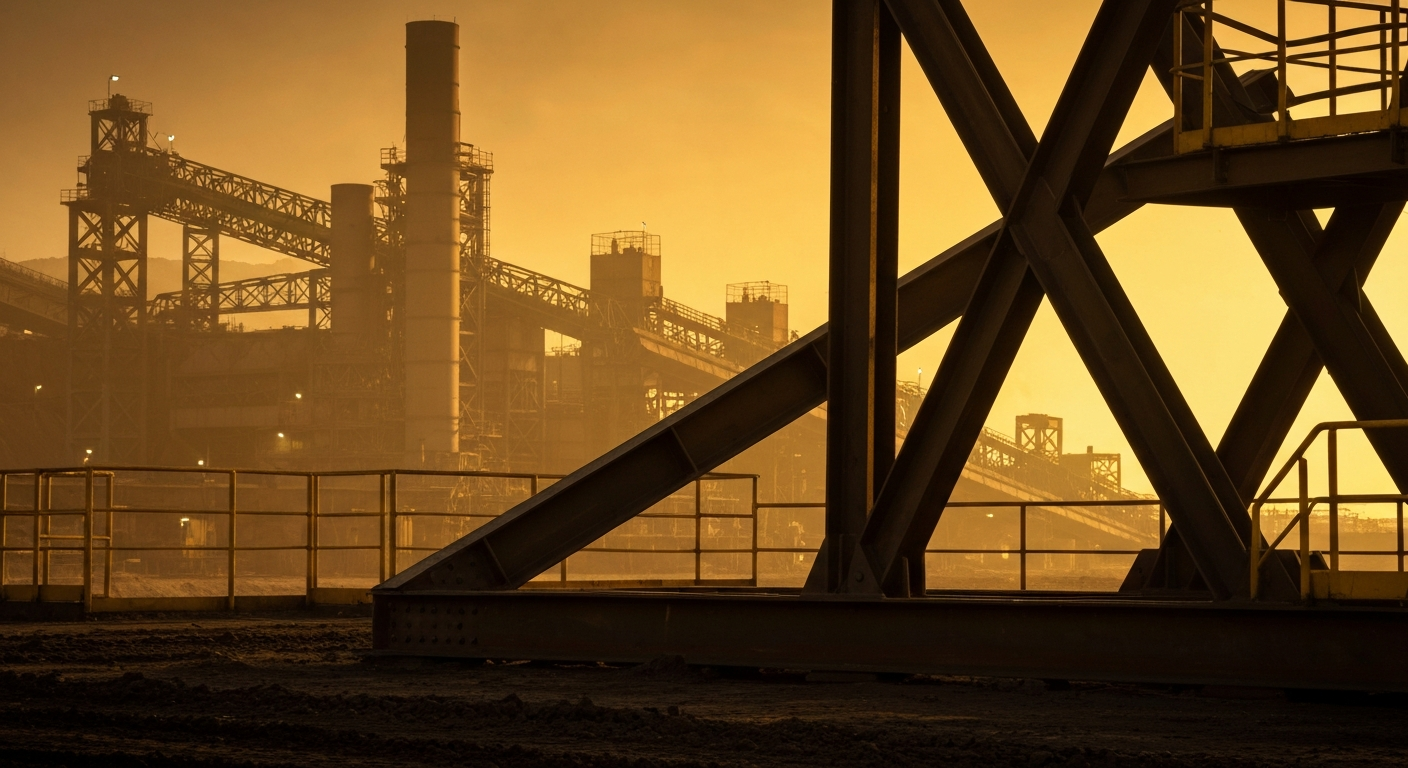 A highly detailed, black-and-white close-up image of industrial pipeline valves, gauges, and other heavy machinery, conveying the physical scale and complexity of energy infrastructure.