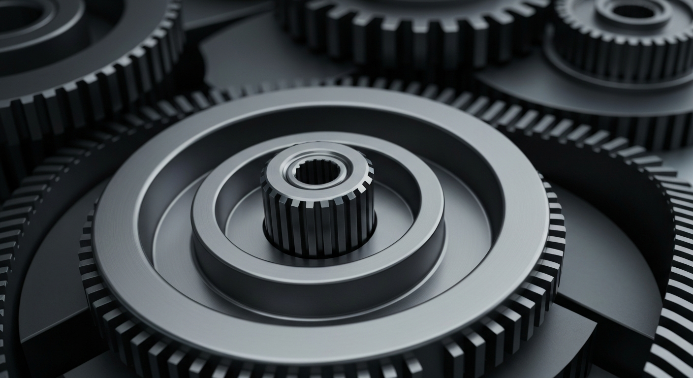 A highly detailed, cinematic close-up image of heavy industrial machinery and equipment, conveying the physical scale and technical complexity of midstream energy infrastructure without using any text or identifiable elements.