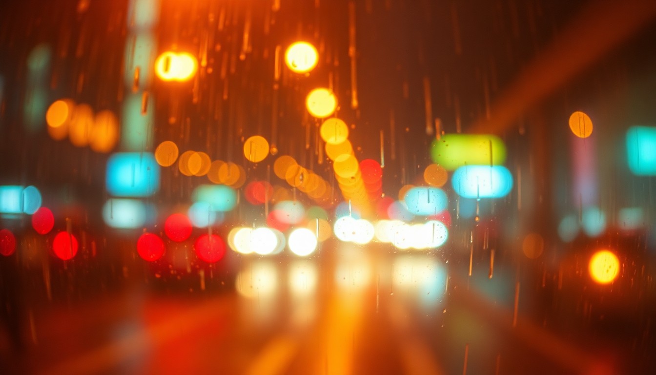 An abstract, out-of-focus photograph featuring hazy, overlapping shapes and pools of warm color, conceptually representing the remote work experience in New York.