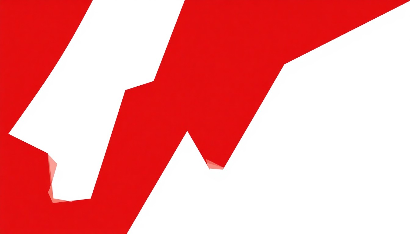 A bold, abstract illustration featuring stark, jagged geometric shapes in contrasting red and white, conceptually representing the intersection of pop culture and professional sports.