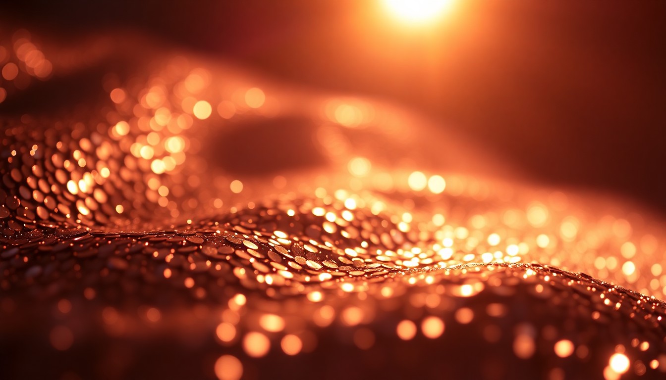 An abstract close-up photograph of shimmering sequins and sparkling textures, capturing the glamorous aesthetic of celebrity culture without revealing any specific people or objects.