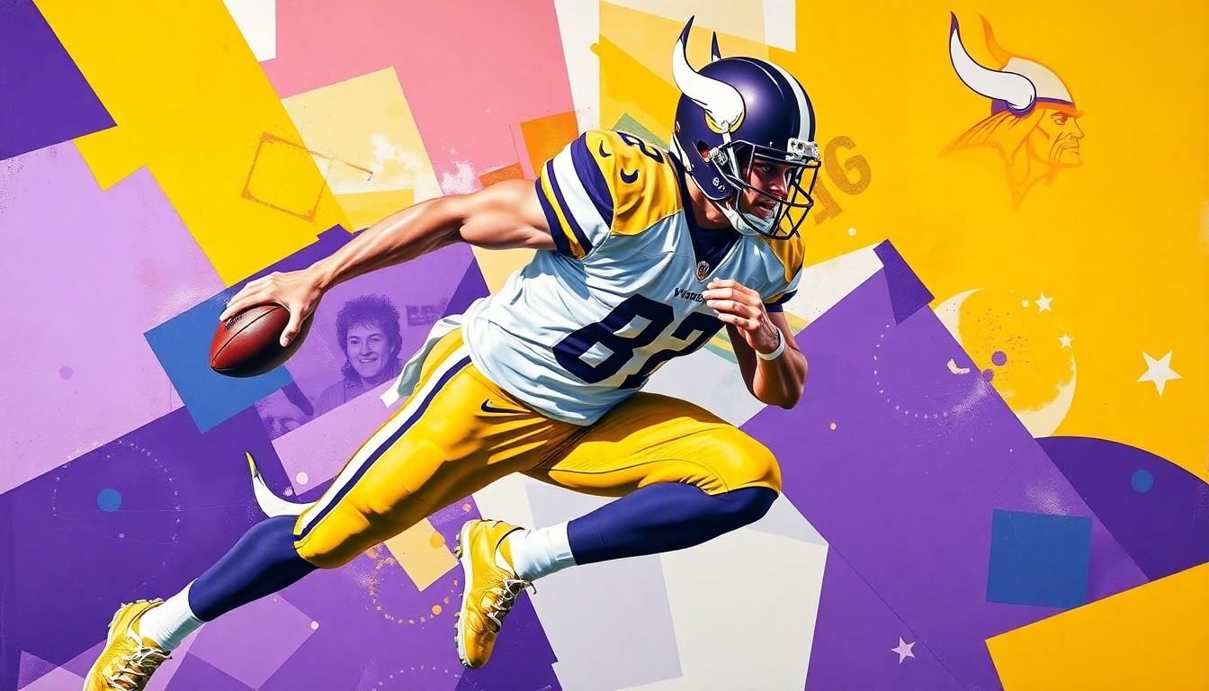 A fractured, multi-perspective painting depicting a football player's movements and actions broken down into sharp, overlapping geometric planes in vibrant colors.